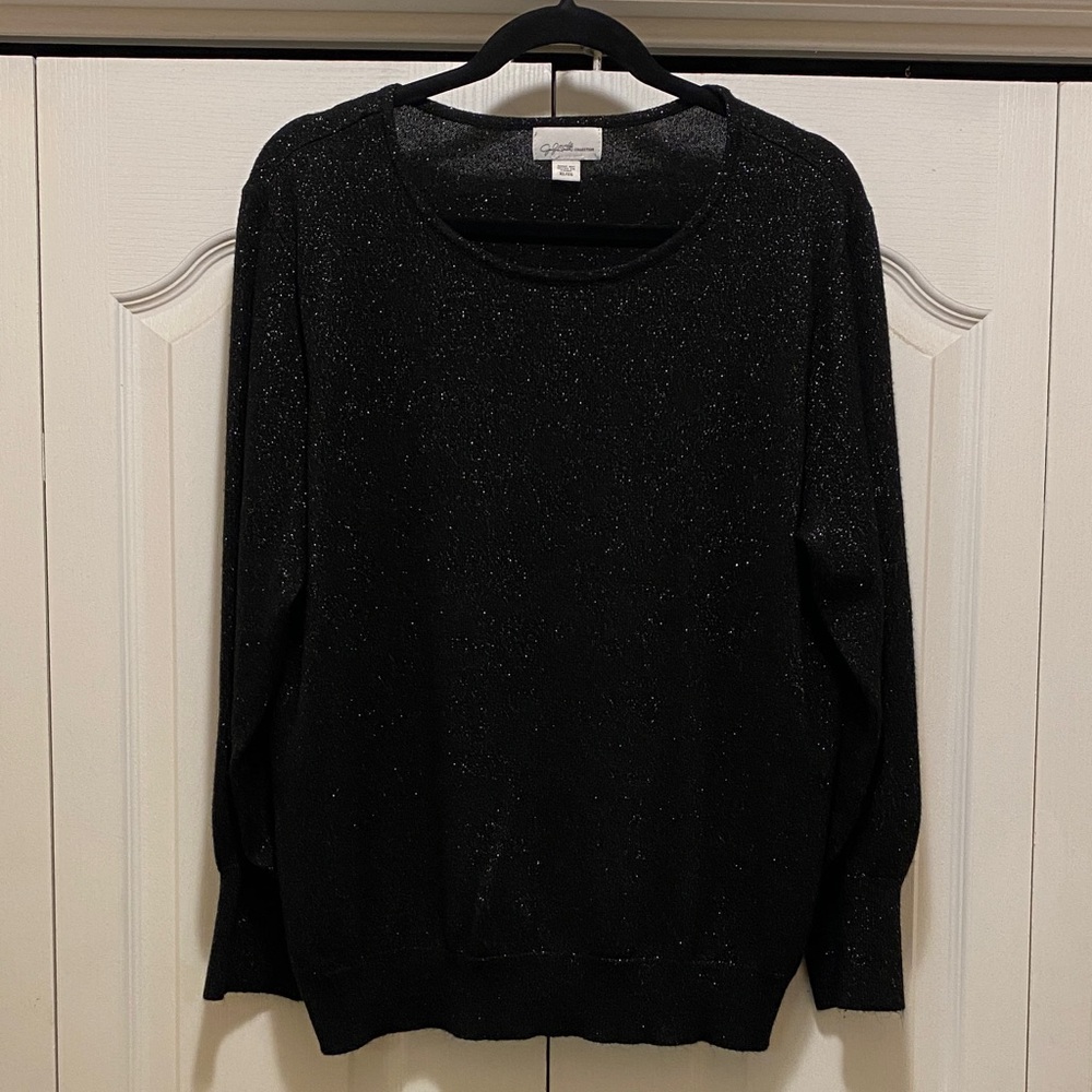 Chic Black Sparkle Crew Neck Sweater
